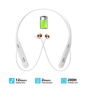 Neckband Headphones Bluetooth Wireless In-Ear Active Noise Cancelling Headphones ANC Headphones With Mic and Volume Control, Hi-Fi Stereo Waterproof Neckband Earbuds for Home Office, Video Conference