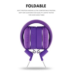 rockpapa K8 Foldable Childrens Kids Wireless Headphones 2 Pack, Bluetooth On Ear Headsets with MIC and Remote Control, Hands-Free Call, Including Wired Mode Pink&Purple