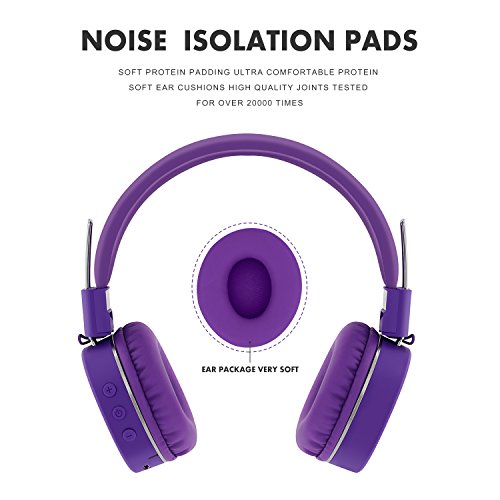 rockpapa K8 Foldable Childrens Kids Wireless Headphones 2 Pack, Bluetooth On Ear Headsets with MIC and Remote Control, Hands-Free Call, Including Wired Mode Pink&Purple