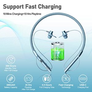 JAKPAK Wireless Earbuds Neckband Bluetooth Headphones for Samsung Galaxy S23, Wireless Headset with Mic 35H Playtime Noise Cancelling HiFi Stereo Deep Bass Magnetic Sport Headsets for iPhone Samsung