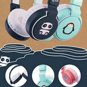 Planet Buddies Cute Panda On-Ear Bluetooth Headphones for Kids | Foldable Wireless Kids Headphones | Kids Headset with Microphone for Tablets and Phones | Child-Safe Volume for School, Music & Calls