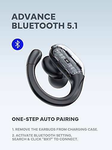 Headphones Wireless Earbuds, Bluetooth Earbuds with Earhooks 100H Playback with Charging Case and Ear Buds Wireless Bluetooth Digital Display, Built-in Noise Cancellation Mic