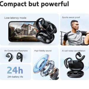 VL9 Outdoor Sport Earhook Headset Bluetooth Painless Air Conduction Headphone LED Digital Display TWS Phone Headset Earbuds