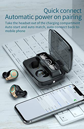 Wireless Earbuds, Bluetooth 5.1 Headphones 180 Hours Playtime Earphones with Microphone, in Ear Headset IPX7 Waterproof Earbuds Noise Cancelling, LCD Display for Sports/Working