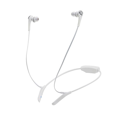 Audio-Technica ATH-CKS550BTWH Solid Bass Bluetooth Wireless In-Ear Headphones with Mic & Control, White