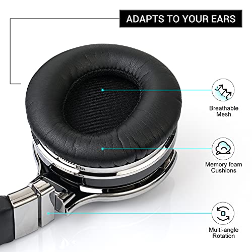 Qisebin Active Noise Cancelling Headphones, E7 Bluetooth Headphones with Microphone Deep Bass Wireless Headphones Over Ear, Comfortable Protein Earpads, 30 Hours Playtime for Travel/Work, Black