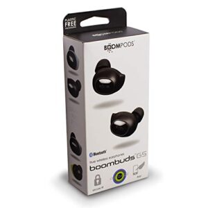 BoomPods Boombuds GS True Wireless - Bluetooth Earbuds IPX5 Water Resistant/Sweatproof Ergofit, Portable Magnetic Charging Case, Best Sports Earphones (Black)