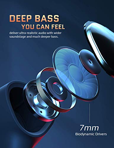 Wireless Earbuds, Cystereo Glare Bluetooth 5.0 Earbuds, 4 Mics Noise Cancelling for Clear Call, IPX7 Waterproof, Touch Control, aptX Deep Bass Earbuds with USB C Charging Case for Sports, Work