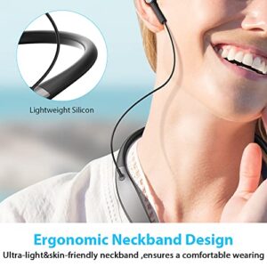 Bluetooth Headphones Neckband True Wireless Earbuds Wireless Headset Sport Noise Cancelling Earbuds Waterproof IPX7, Call Vibration Headphones Built in Mic for Gym Running