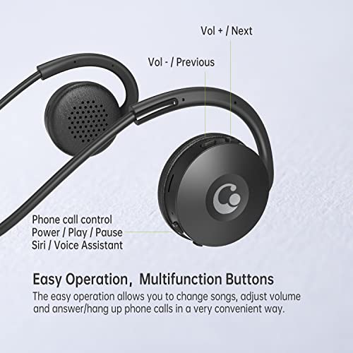 Lahtiwey Wireless Headphones with Boom Microphone,On-Ear Comfortable Protein Earpads HD Stereo Sound Bluetooth Earpones,18 Hrs Battery Clear Calls for Travel,Work and Sports