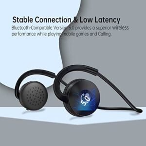 Lahtiwey Wireless Headphones with Boom Microphone,On-Ear Comfortable Protein Earpads HD Stereo Sound Bluetooth Earpones,18 Hrs Battery Clear Calls for Travel,Work and Sports