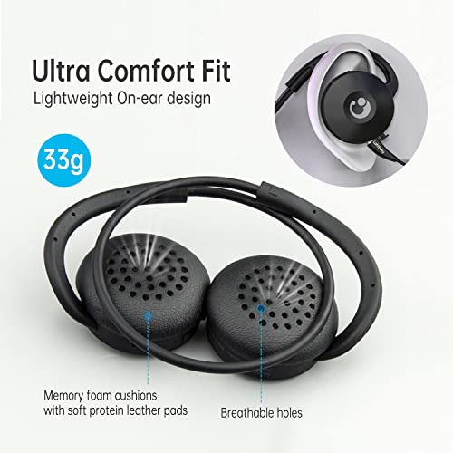 Lahtiwey Wireless Headphones with Boom Microphone,On-Ear Comfortable Protein Earpads HD Stereo Sound Bluetooth Earpones,18 Hrs Battery Clear Calls for Travel,Work and Sports