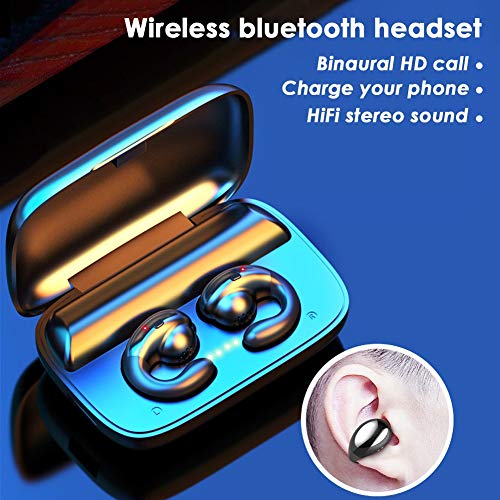 Heave Bone Conduction Headphones Bluetooth 5.0 Wireless Earphone Sports Music Sport Handsfree Headsets with Microphone and HiFi Sound for Android Smartphones Black