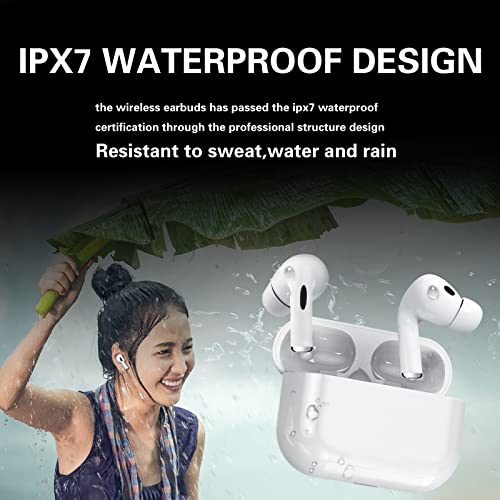 Wireless Earbuds Bluetooth 5.3 IPX7 Waterproof Stereo Earphones Long Battery with Mic Noise Reduction Bluetooth Headphones with Charging Case for iPhone Android Phone White