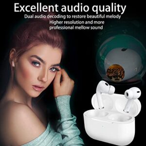 Wireless Earbuds Bluetooth 5.3 IPX7 Waterproof Stereo Earphones Long Battery with Mic Noise Reduction Bluetooth Headphones with Charging Case for iPhone Android Phone White