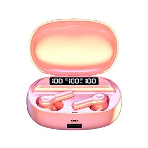 ocuhome tws wireless earbuds, d2 wireless earbuds rechargeable led display fingerprint touch control mini bluetooth 5.2 in-ear headsets for sports pink