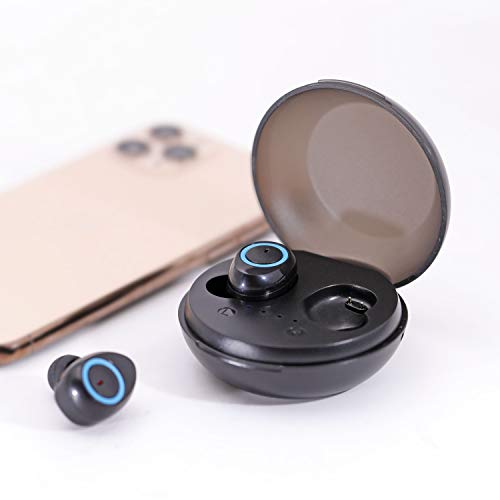 Wireless Gear Bluetooth 5.0 True Wireless Stereo Secure Fit Earbuds with Charging Case, Black/Blue (G0686)