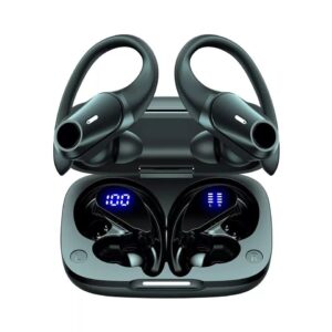 SGNICS for Samsung Galaxy A51 (4G) Wireless Earbuds Headphones with Charging Case & Dual Power Display Over-Ear Waterproof Earphones with Earhook Headset with Mic for Sport Running Workout Black