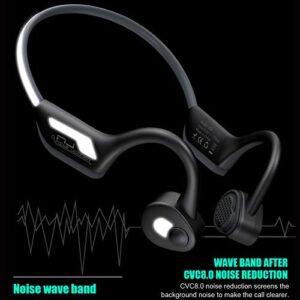 Open Ear Headphones Bone Conduction Headphones Bluetooth Running Headphones Wireless Reflective Safety Night Sport Waterproof Headset Cycling Workout Earbuds Lightweight Design Sweatproof Fitness