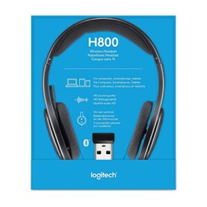 Logitech 981000337 H800 Binaural Over-The-Head Wireless Bluetooth Headset, 4 ft Range, Black