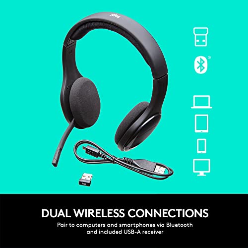 Logitech 981000337 H800 Binaural Over-The-Head Wireless Bluetooth Headset, 4 ft Range, Black