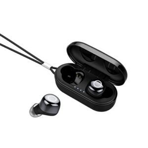 knz muve true wireless stereo earbuds, bluetooth 5.0, ipx7 waterproof, wireless charging case, built-in mic, 60-foot wireless range (gunmetal)