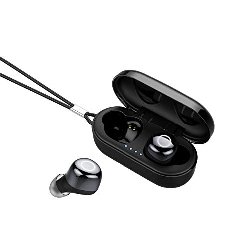 KNZ MUVE True Wireless Stereo Earbuds, Bluetooth 5.0, IPX7 Waterproof, Wireless Charging case, Built-in mic, 60-Foot Wireless Range (Gunmetal)