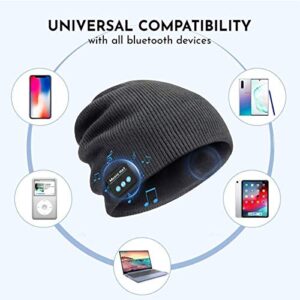 Bluetooth Beanie Hat Wireless Headphone Cap Music Soft Hat with Stereo Speakers,Winter Knit Hat Mic Hands-Free for Men Women Teenagers Sports Fitness Travel Birthday Xmas Gift (Black)