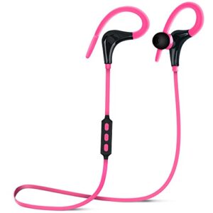 hypergear marathon sport wireless bluetooth earphones. hands-free music + mic for calls. secure fit & sweatproof for the gym, running & walking (pink)