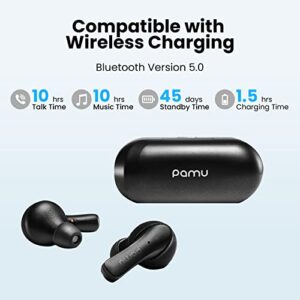 pamu T6C True Wireless Earbuds Bluetooth Headphones with Charging Case, Wireless Noise Cancelling Earbuds, Built-in Microphone, IPX6 Rating, Sweat Resistant Earphones, Bluetooth 5.0 Earphones Black