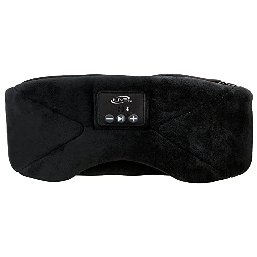 iLive Bluetooth Wireless Sleep Mask Headphones, Adjustable Headband, Carry Pouch Included, Black (IAHB31B)