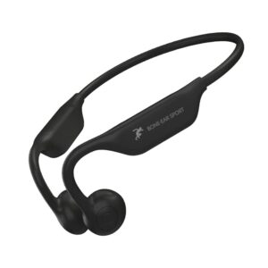 doqo bone conduction headphones, open ear headphones with mic, wireless bluetooth 5.2 sport headset ip65 sweat resistant for running, bicycling, hiking, yoga -black (frosted black)