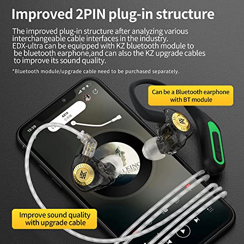 KZ Edx Ultra Upgraded Dynamic in-Ear Wired Earbuds Headset HiFi Music Bassy IEMs Stereo Sound Earphones/Headphones (Without Mic, Edx-Ultra)