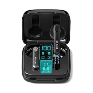 ko-star ultra-light wireless earbuds, 5.1 bluetooth earbuds, led display, exceed 33 feet connection, touch control, built-in microphones, 24hs playtime bluetooth headphones for sports/work-t10 black