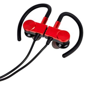 deco gear magnetic bluetooth wireless sport hi-fi earbud headphones – red – with built in clear call microphone & playback controls + carry case