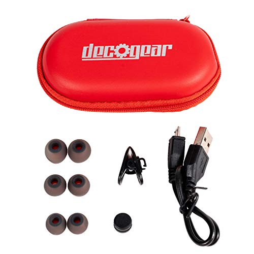 Deco Gear Magnetic Bluetooth Wireless Sport Hi-Fi Earbud Headphones - Red - with Built in Clear Call Microphone & Playback Controls + Carry Case