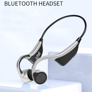 Bone Conduction Headphone Bluetooth Open Ear Wireless Headset 6 Hours Playtime with MP3 Player Built-in 8G Memory Light Weight for Jogging Running Driving Cycling, Hearing Protection (Black)