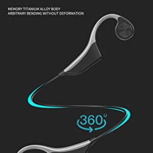 Bone Conduction Headphone Bluetooth Open Ear Wireless Headset 6 Hours Playtime with MP3 Player Built-in 8G Memory Light Weight for Jogging Running Driving Cycling, Hearing Protection (Black)