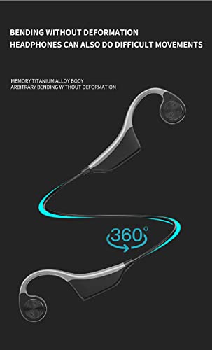 Bone Conduction Headphone Bluetooth Open Ear Wireless Headset 6 Hours Playtime with MP3 Player Built-in 8G Memory Light Weight for Jogging Running Driving Cycling, Hearing Protection (Black)