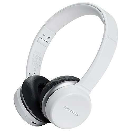 Phiaton BT 390 on Ear Hi-Fi Stereo Wireless Bluetooth Headphones, Foldable, Noise Isolation, EverPlay-X Wireless Headset, 30 Hours Play Time, with Deep Bass Stereo and Mic, White