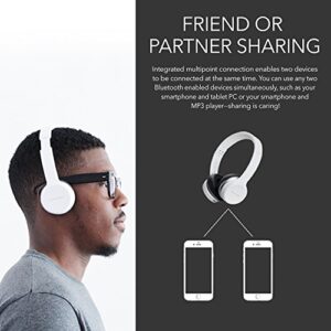 Phiaton BT 390 on Ear Hi-Fi Stereo Wireless Bluetooth Headphones, Foldable, Noise Isolation, EverPlay-X Wireless Headset, 30 Hours Play Time, with Deep Bass Stereo and Mic, White