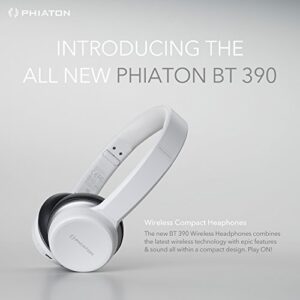 Phiaton BT 390 on Ear Hi-Fi Stereo Wireless Bluetooth Headphones, Foldable, Noise Isolation, EverPlay-X Wireless Headset, 30 Hours Play Time, with Deep Bass Stereo and Mic, White