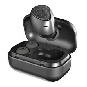sl-s1 true wireless in-ear premium mono-earbud with magnetic charging case bluetooth ipx5 waterproof sweatproof noise reduction iphone android lg huawei samsung htc (black)