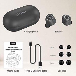 Wireless V5 Bluetooth Earbuds Compatible with T-Mobile REVVL with Charging case for in Ear Headphones. (V5.0 Black)