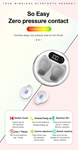 Loluka Invisible Earbuds LED Power Display Wireless Waterproof Touch Control Tiny Earbuds for Small Ears Bluetooth 5.0 Smallest for Music