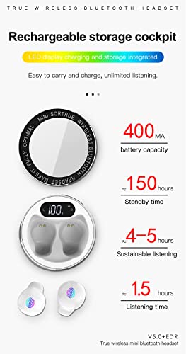 Loluka Invisible Earbuds LED Power Display Wireless Waterproof Touch Control Tiny Earbuds for Small Ears Bluetooth 5.0 Smallest for Music
