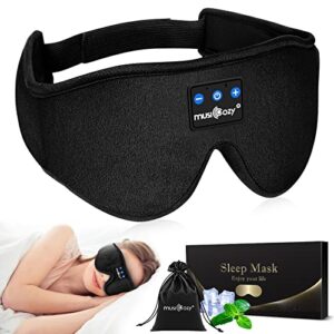 MUSICOZY Sleep Headphones Bluetooth Headband Sleeping Headphones Sleep Mask, Wireless Sleep Mask Earbuds for Side Sleepers Men Women Nap Air Travel Cool Tech Gadgets Unique Gifts Boys Girls 2 Packs