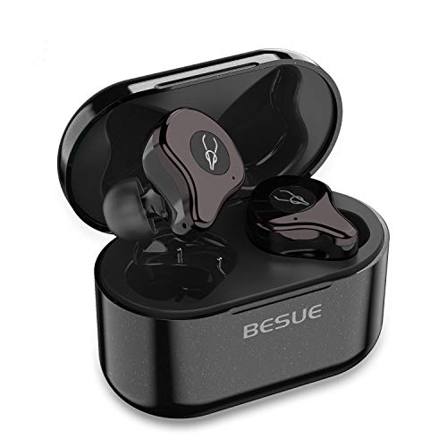 Sabbat True Wireless Earbuds Bluetooth 5.0 Headphones - Besue Deep Bass Wireless Headphones for Sport/Workout, Noise Cancelling Bluetooth Earbuds for Galaxy/iPhone/Android 30H with Wireless Charging