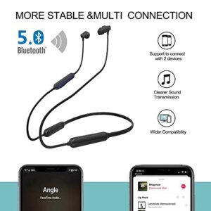 SUNITEC Bluetooth Headphones,Bluetooth 5.0 aptX Wireless Earbuds Stereo Bass Magnetic Waterproof Bluetooth Earbuds Bulit-in Mic with 20H Playtime,Lightweight Neckband Earphones for Sport Gym Running