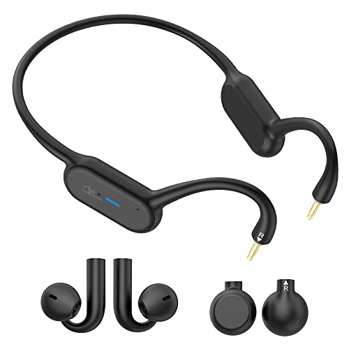 iqua Bone Conduction Earbuds, Open Ear Headphones Sports Bluetooth Earbuds, Bluetooth Headphones with Built-in Mic 2 in 1 Headset,IP56 Waterproof Headphones for Workouts Running Bicycling Hiking